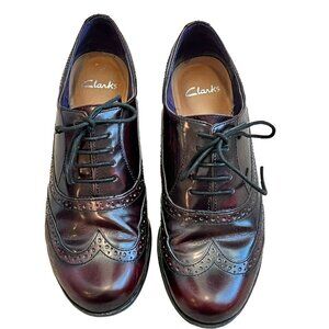 Clarks Hamble Oak Softwear Oxford Loafers Kids Brown Leather Shoes Size 4H